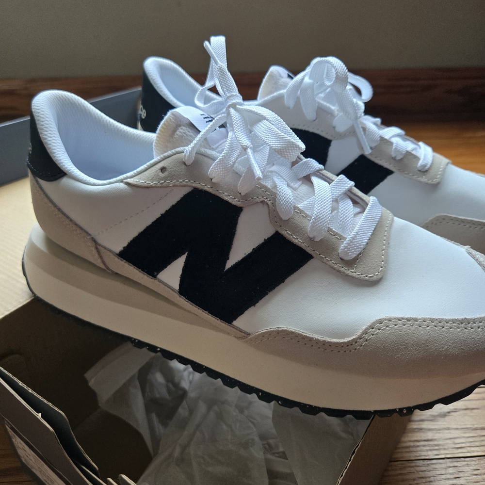 New Balance White and Black Athletic Shoes